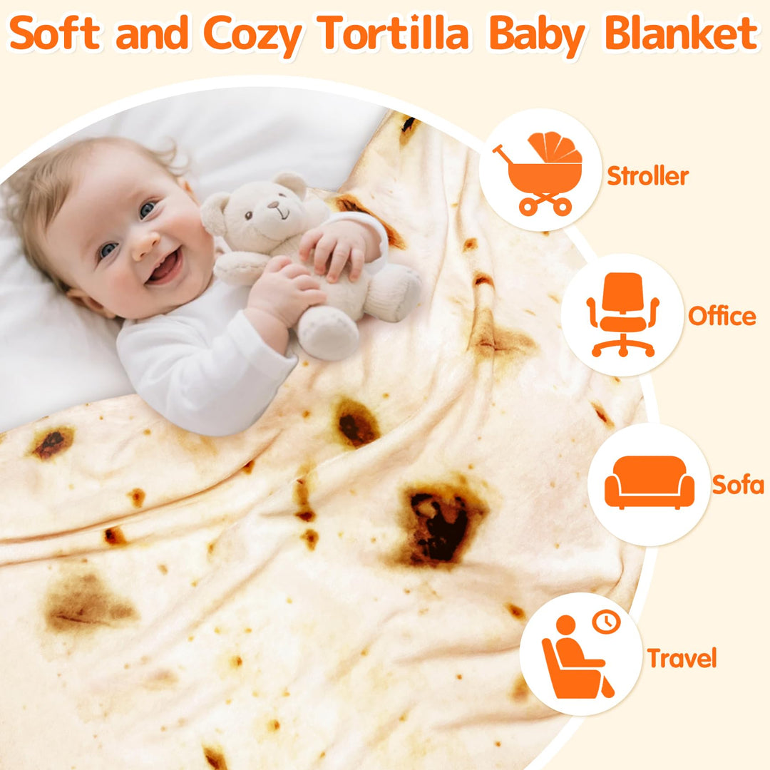 Swaddle Blanket, Tortilla Wrap Blankets Funny Gifts for Baby Shower Boy Girl Toddler Newborn, 285 GSM Soft Flannel Blanket Elephant Gifts for Toddler 36 inches