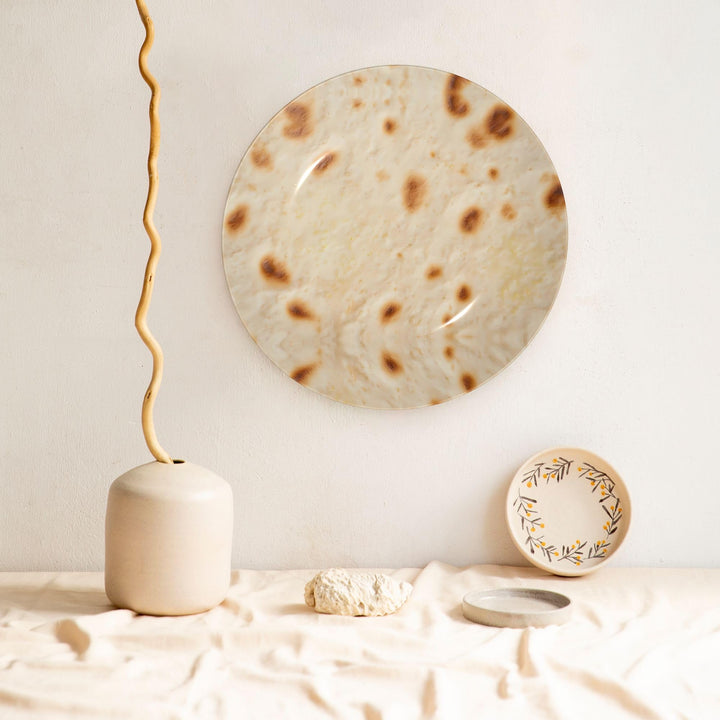 Tortilla Pattern Decorative Plates Ceramic Ornament Style Decorative Dish with Stand Art Porcelain Plate (6in)