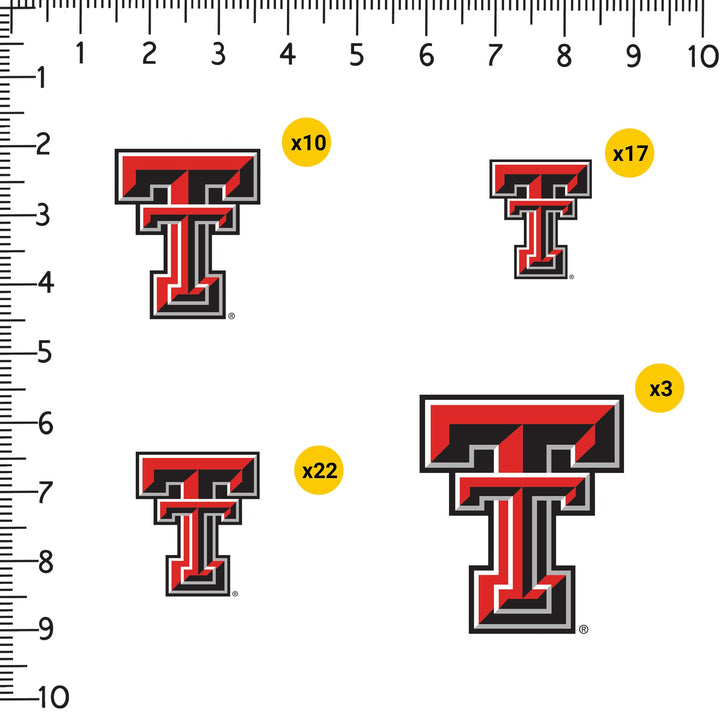 Texas Tech University Primary Logo 50ct Vinyl Sticker Pack – Large Waterproof Double T Red Raiders Decals for Laptops, Water Bottles, Tablets, Scrapbooks, Vehicles &amp; More