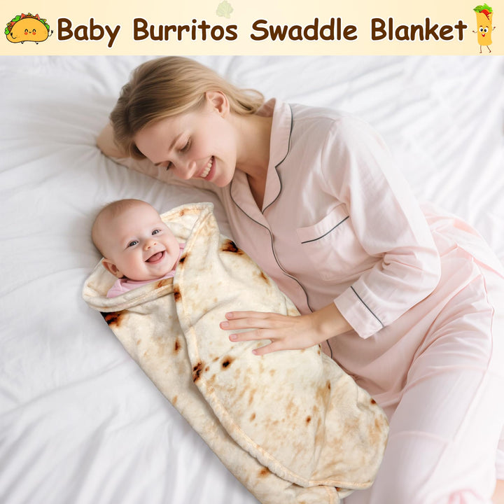 Tortilla Swaddle Blanket Baby for Toddler Newborn, 285 GSM Soft Flannel Wrap Blanket Gifts for Baby Shower Boys Girls, 36 inch