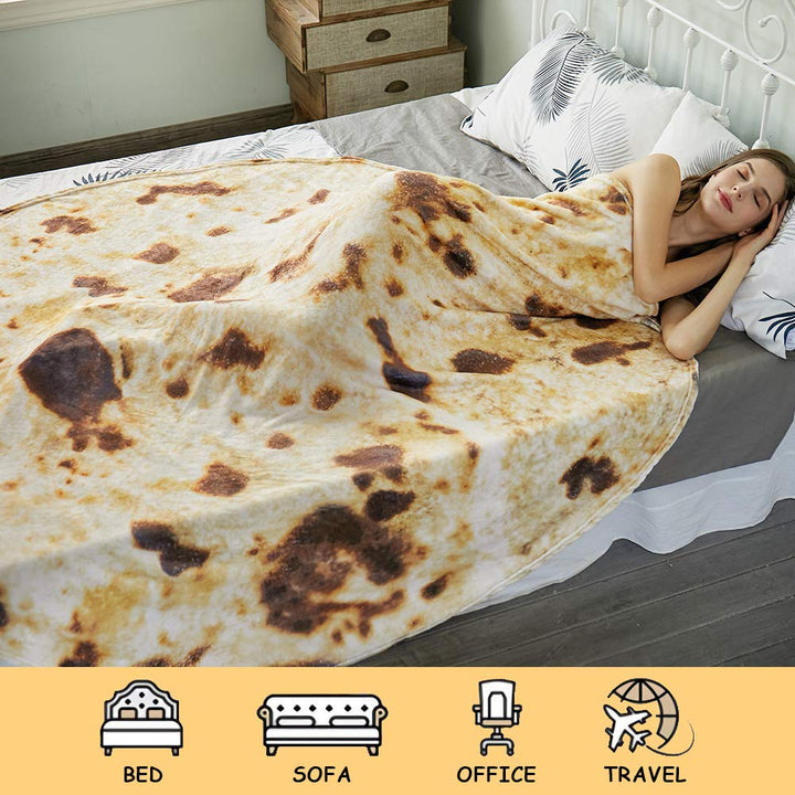 Tortilla Throw Blanket, Tortilla Wrap Blanket, Round Giant Round Soft Blankets for Adults and Kids 80 inches