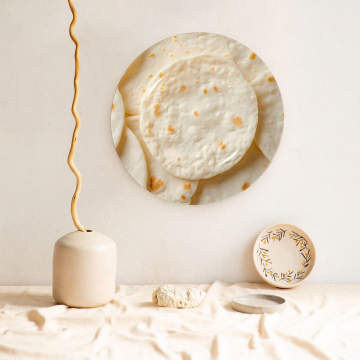 Tortillas Pattern Decorative Plates Ceramic Ornament Decorative Dish with Stand Art Porcelain Plate (6in)
