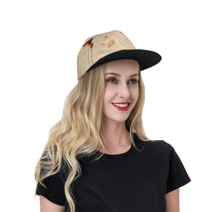 Tortilla Flat Brim Hat Adjustable Bill Classic Snapback Cap for Men Hip Hop Style Black