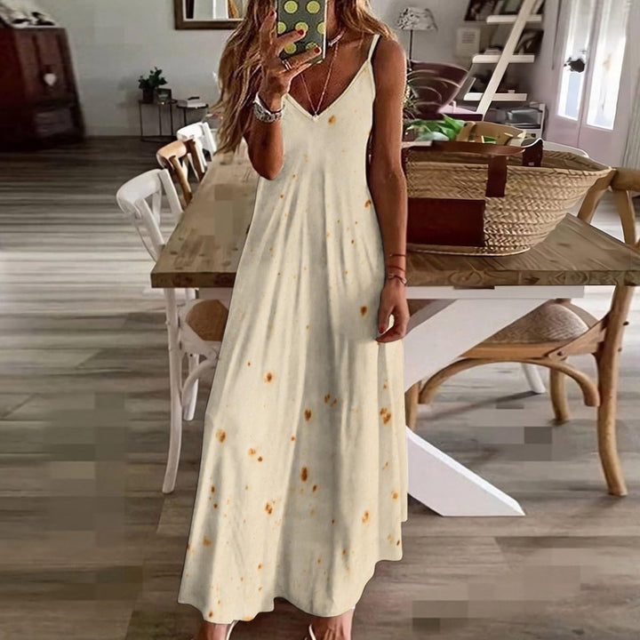 Tortilla Dresses for Women V Neck Strap Dress Sexy Sleeveless Maxi Dress Beach Clothes