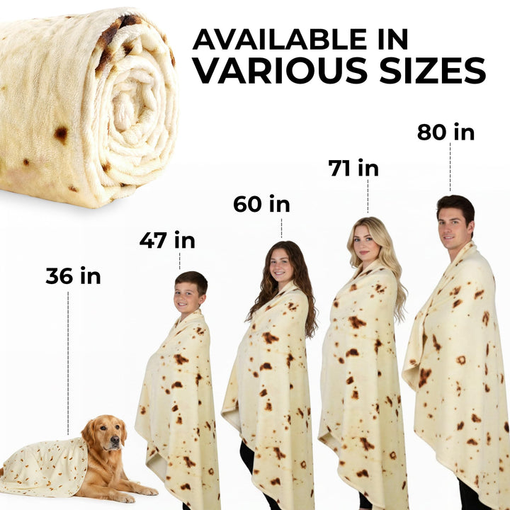 Extra Large Tortilla Throw Blanket – Wrap Yourself Double-Sided 71 Inches, Ultra Cozy Blanket, Super Soft 285 GSM Flannel