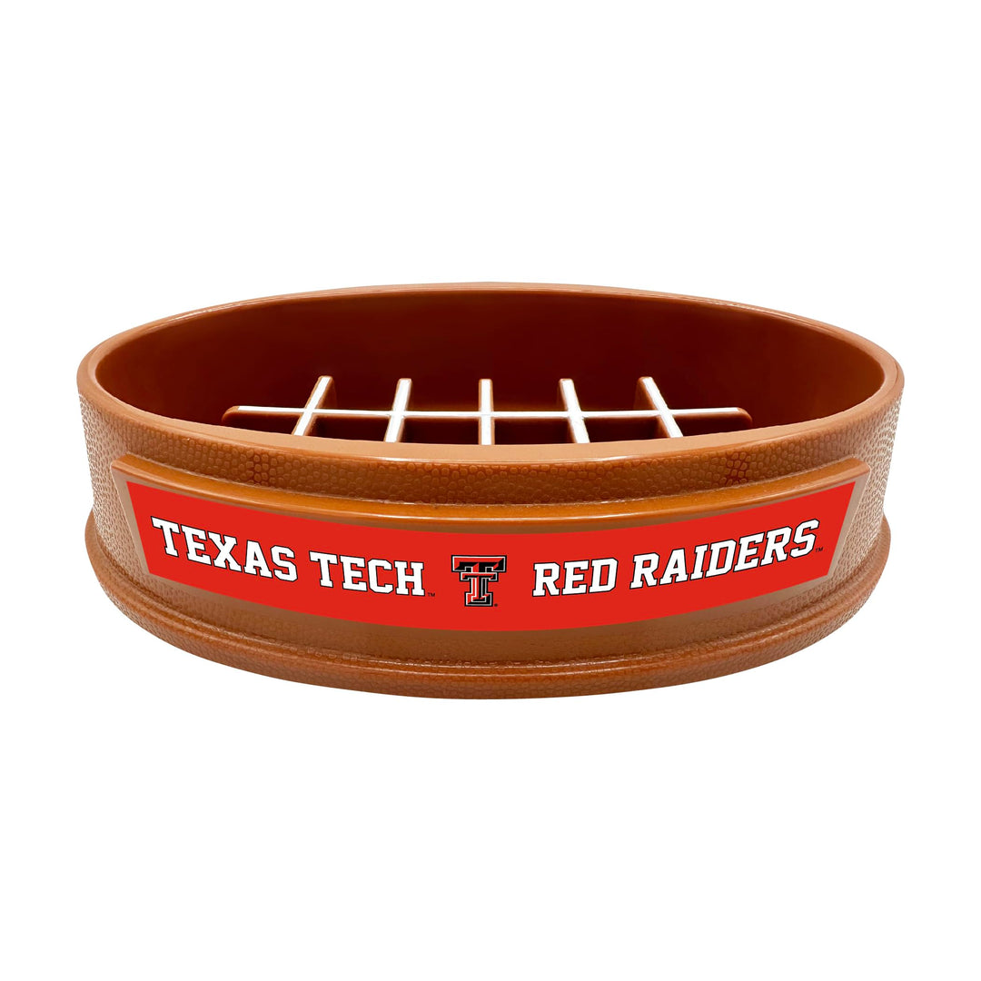 NCAA Super-Bowl - Texas TECH RED Raiders Slow Feeder Dog Bowl. Football Design Slow Feeding Cat Bowl for Healthy Digestion. Non-Slip Pet Bowl for Large &amp; Small Dogs &amp; Cats