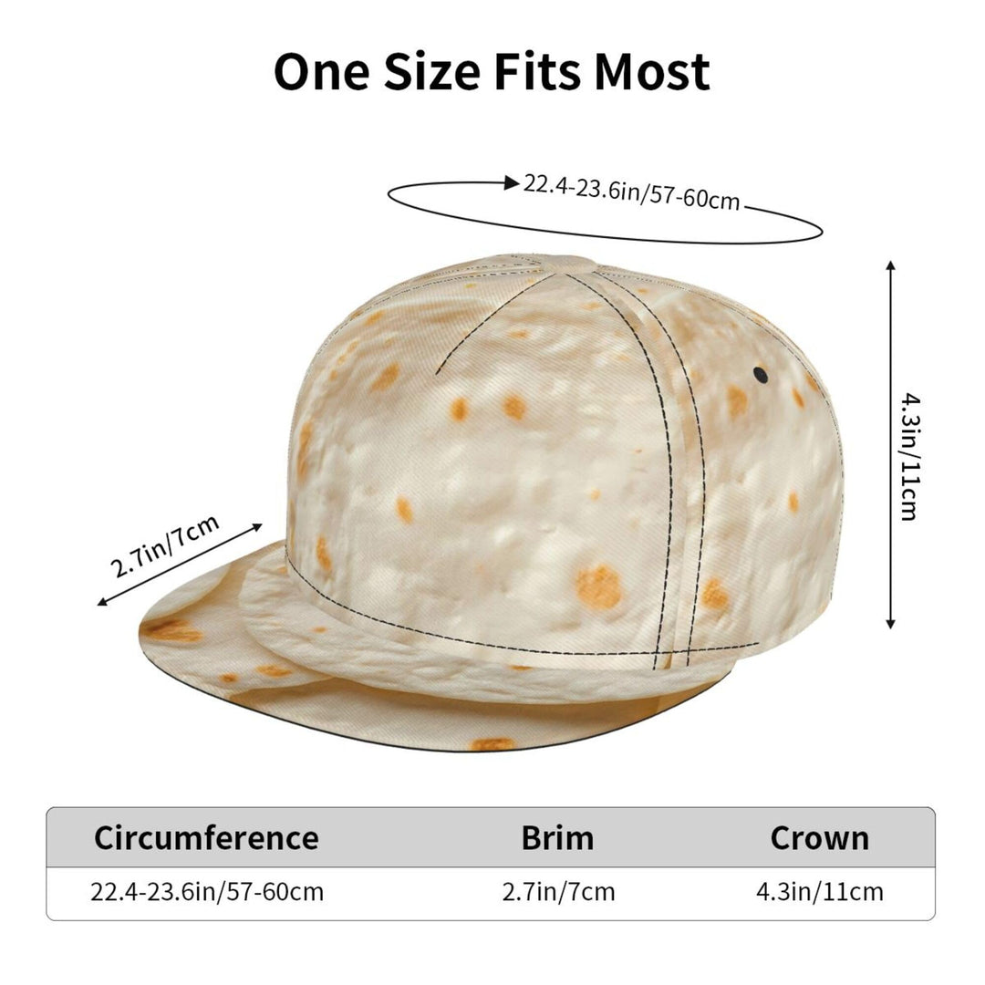 Tortilla Flat Brim Hat Adjustable Snapback Cap for Men Women Baseball Cap Hip Hop Style Black