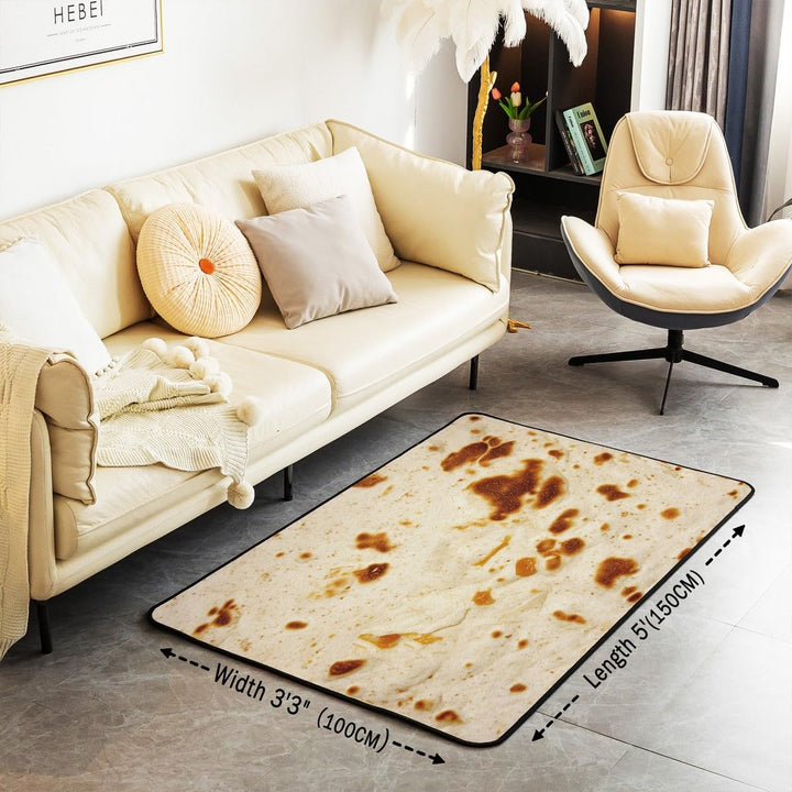 Tortilla Print Area Rug 3x5 for Bedroom Carpet for Living Room Indoor Floor Mat Non Slip Home Decorative Rug Washable