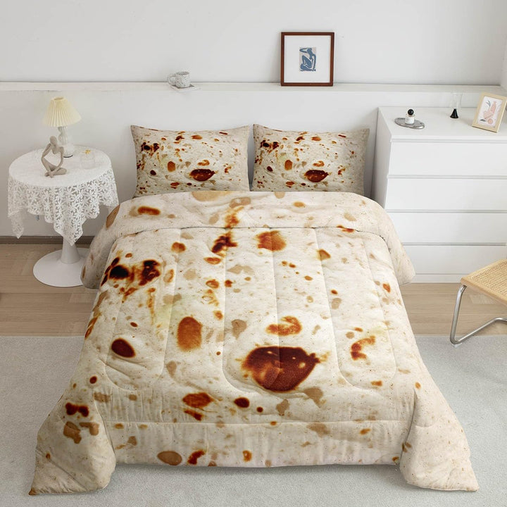 Tortilla Bedding Set for Adult and Kids Ultra Soft Giant Comforter Set Set Breathable Novelty Soft Flannel Taco Comforter Twin Size Quilted