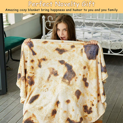 SeaRoomy Burritos Tortilla Throw Blanket, Tortilla Wrap Blanket, Novelty Tortillas Round Giant Round Soft Blankets for Adults and Kids (Brown, 80 inches)