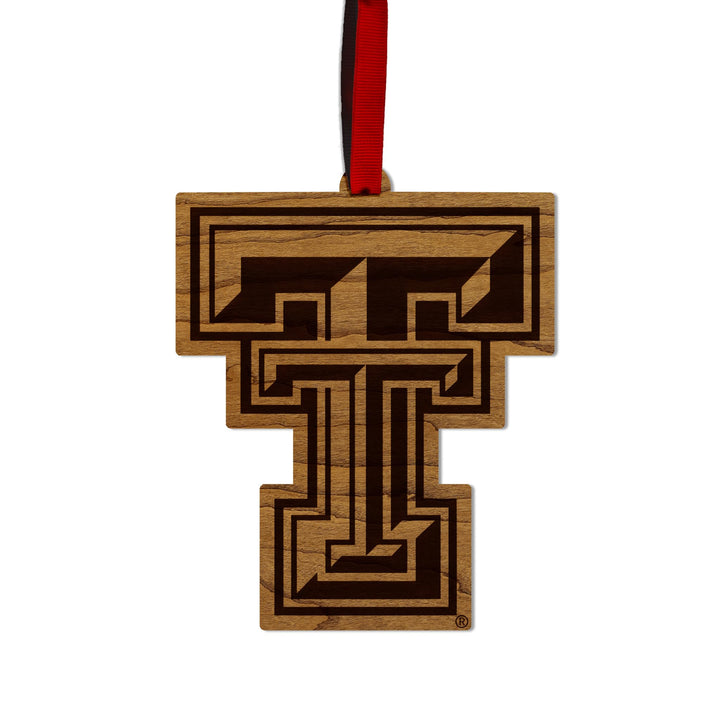 LazerEdge Texas Tech Red Raiders Christmas Ornament - Handcrafted from Cherry Wood - Officially Licensed Collegiate Product