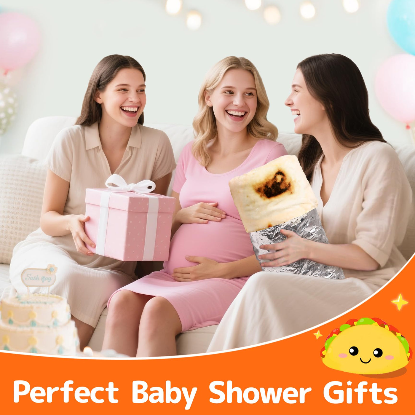 CASOFU Baby Burritos Swaddle Blanket, Tortilla Wrap Blankets Funny Gifts for Baby Shower Boy Girl Toddler Newborn, 285 GSM Soft Flannel Food Blanket White Elephant Gifts for Toddler (Beige, 36 inches)