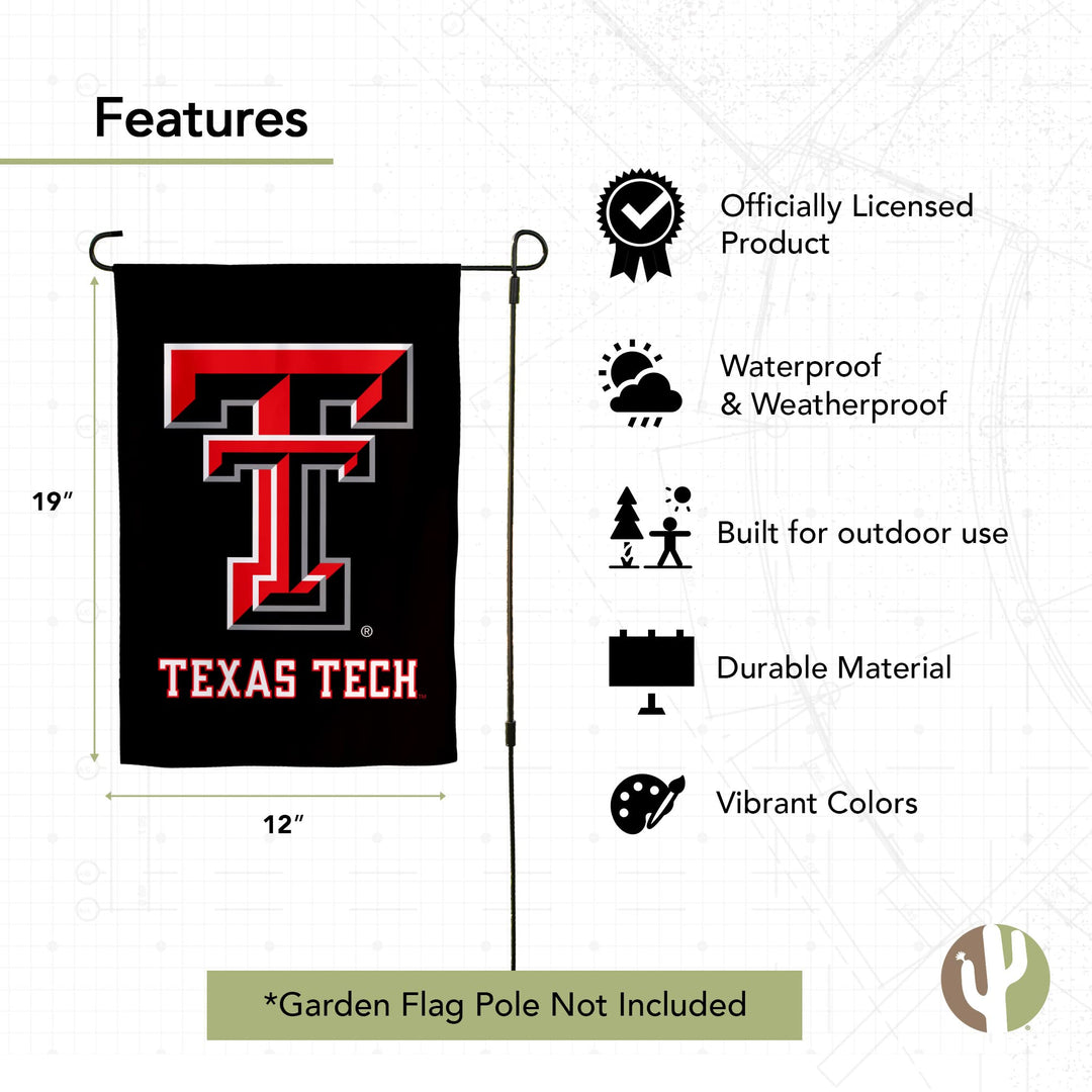 Desert Cactus Texas Tech University TTU Garden Flag – 19 x 12 Inch Texas Tech Red Raiders Banner, for Outdoor Display and Events (Design G)