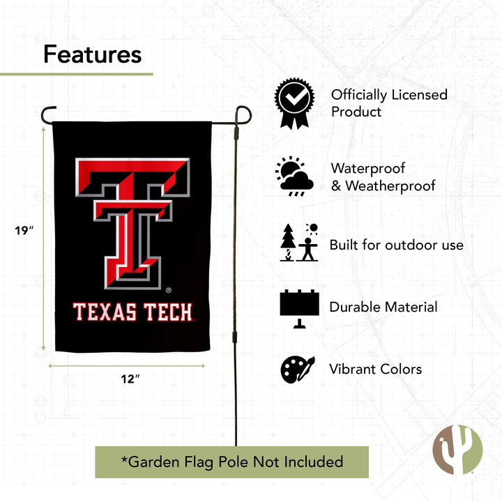 Desert Cactus Texas Tech University TTU Garden Flag – 19 x 12 Inch Texas Tech Red Raiders Banner, for Outdoor Display and Events (Design G)