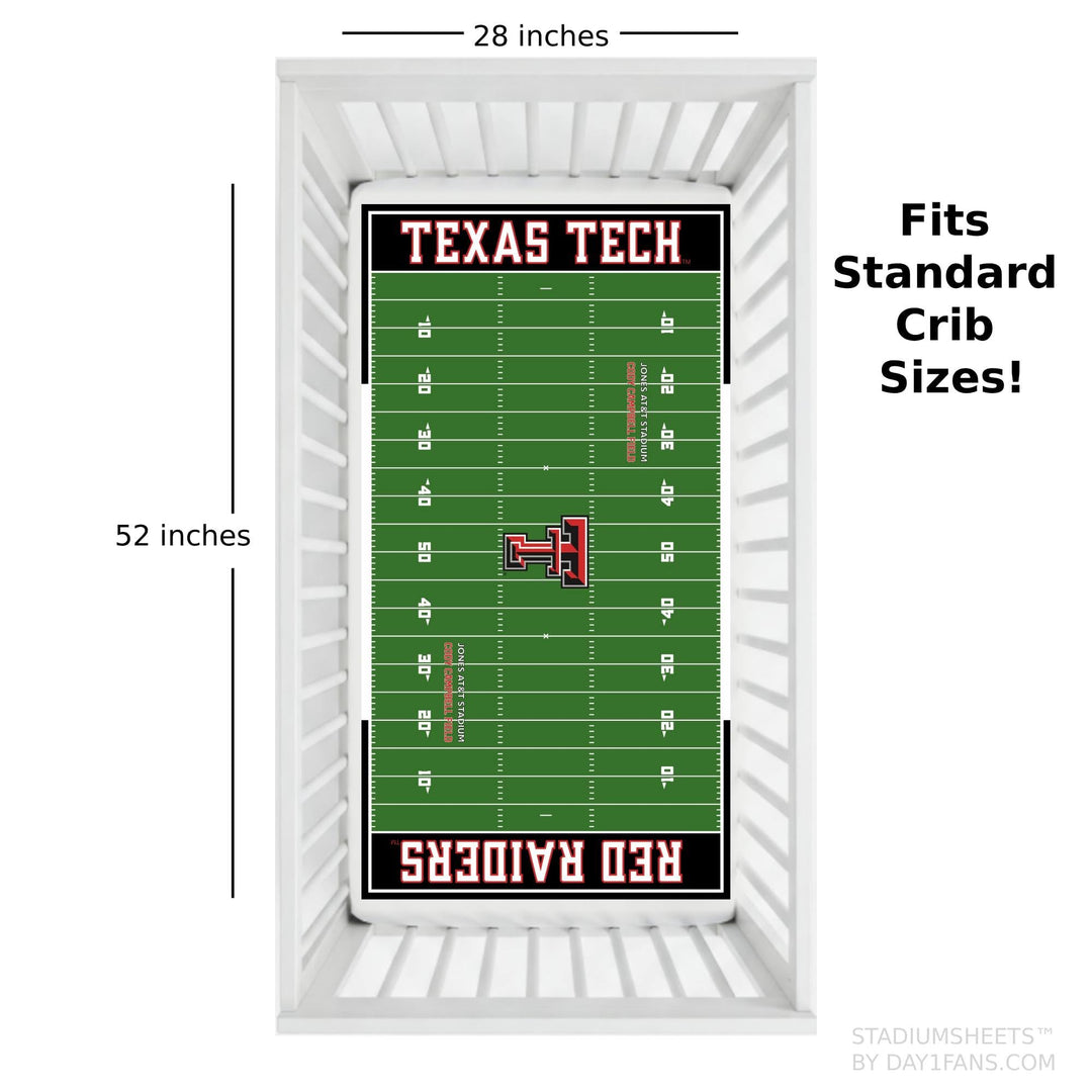 Red Raider Fitted Crib Sheet Football Field