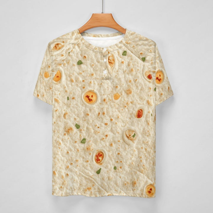 Tortilla Pattern Mens Fashion Casual Basic Short Sleeve Crewneck Henley T-Shirts M