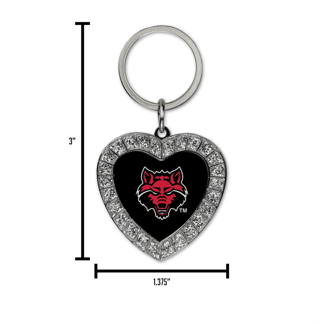 Rico Industries NCAA Texas Tech Red Raiders Metal Rhinestone Heart Keychain 1.38 x 3-"
