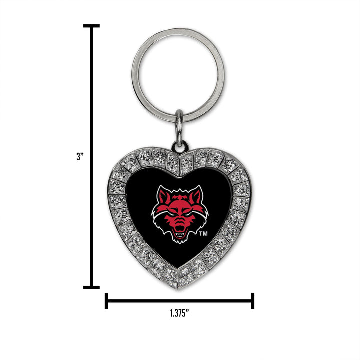 Rico Industries NCAA Texas Tech Red Raiders Metal Rhinestone Heart Keychain 1.38 x 3-"