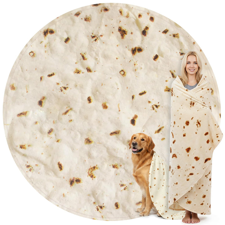 Extra Large Tortilla Throw Blanket – Wrap Yourself Double-Sided 71 Inches, Ultra Cozy Blanket, Super Soft 285 GSM Flannel