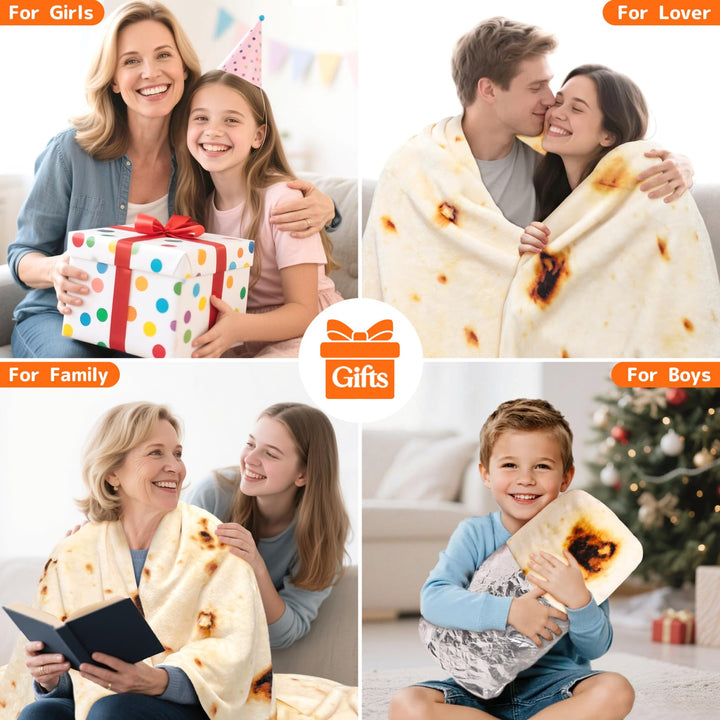 Tortilla Throw Blanket, Gift for Adults Teens Kid Men Women, 285 GSM Soft Flannel Birthday Gag Gift for Boy and Girl 71 inches