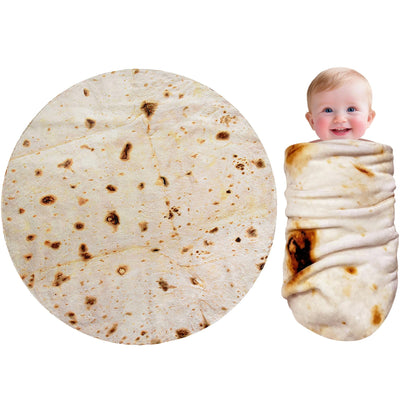 CASOFU Baby Burritos Swaddle Blanket, Tortilla Wrap Blankets Funny Gifts for Baby Shower Boy Girl Toddler Newborn, 285 GSM Soft Flannel Food Blanket White Elephant Gifts for Toddler (Beige, 36 inches)