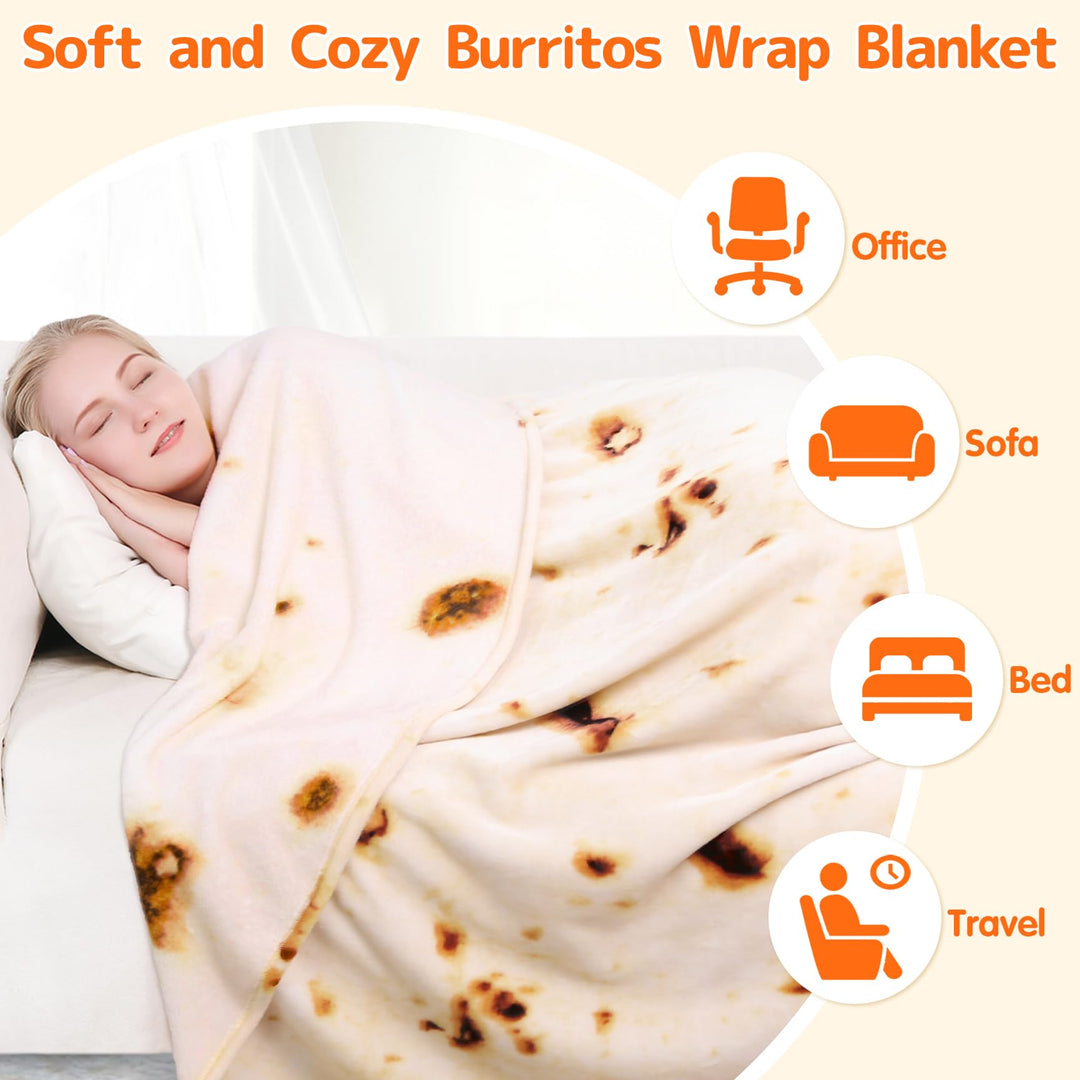 Tortilla Throw Blanket, Gift for Adults Teens Kid Men Women, 285 GSM Soft Flannel Birthday Gag Gift for Boy and Girl 71 inches