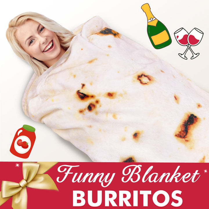 Tortilla Throw Blanket Gifts for Women Men Teen Boys Girls Blanket Gifts for Adult Kids, 285 GSM Soft Flannel Taco Blanket (Beige, 47 inches)