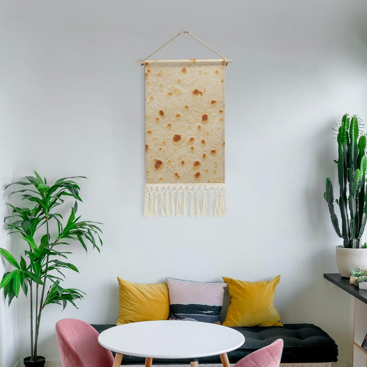 Wooden Hanging Poster,Tortilla Texture Cotton and Linen Wall Art Prints for Home Bedroom Dining Room Office Apartment Dorm Kids Room Decor