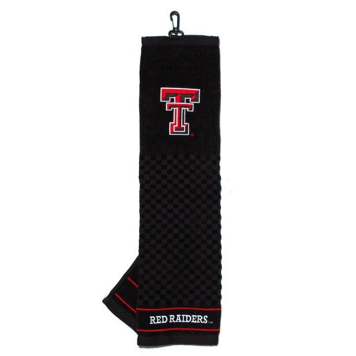 Team Golf NCAA Texas Tech Red Raiders Embroidered Golf Towel Embroidered Golf Towel, Checkered Scrubber Design, Embroidered Logo