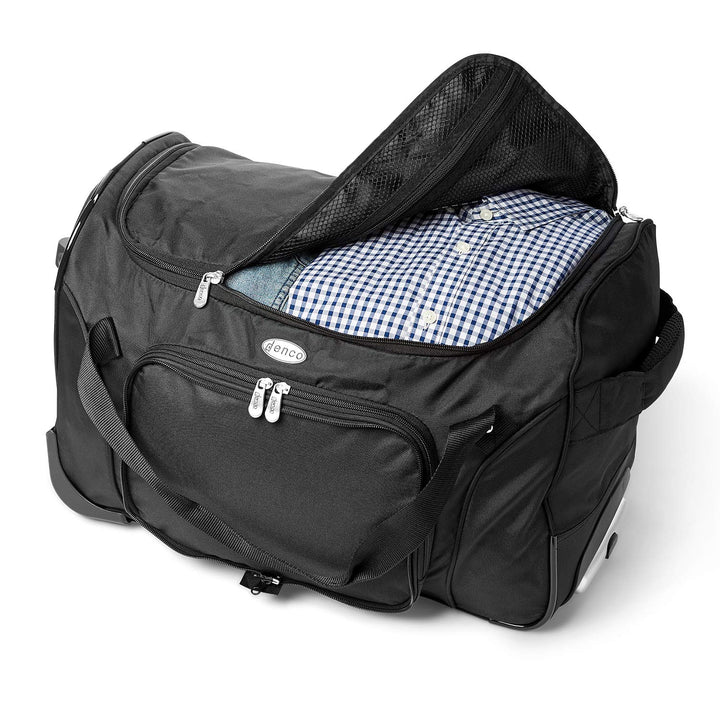 Texas Tech University Red Raiders Lightweight 22-inch Wheeled Duffel Bag with Telescopic Handle - Perfect Overnight Bag for Travel, Weekend Getaways, Airports, Gym, and Commuting