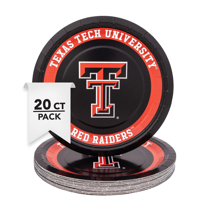 Desert Cactus Texas Tech University Paper Plates TTU Red Raiders 20 Count 9 inch Round Plates for Tailgates, Parties, Graduation and Events (Design A)