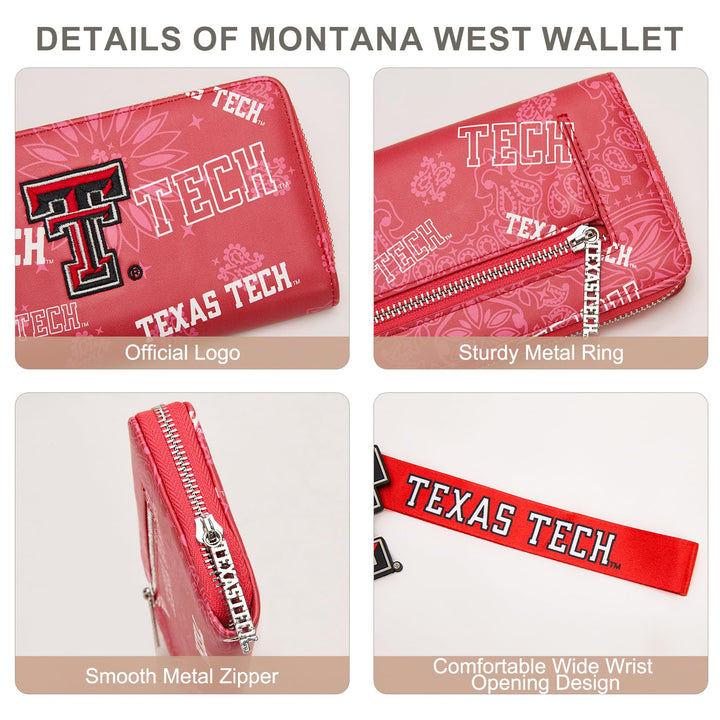 Montana West Texas Tech Mini Organizer Wristlet Wallet for Women - NCAA Official, Texas Tech Team Purse with RFID Blocking, Zipper Wallet for Sport Fan Gift, Game Day, Concert | Red, NC-TTU011RD