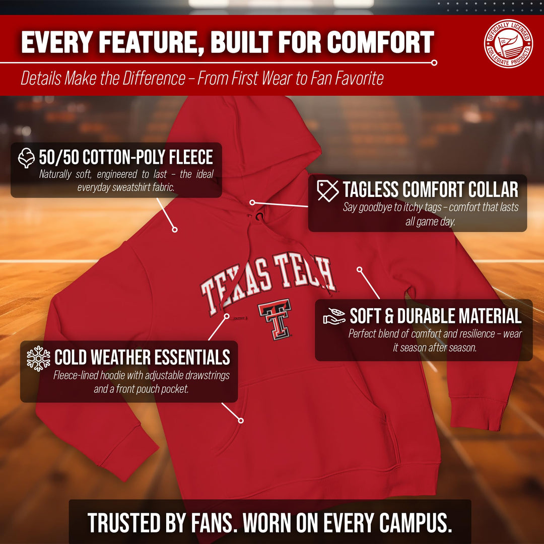 Campus Colors Texas Tech Red Raiders Arch &amp; Logo Gameday Hoodie - Red Large