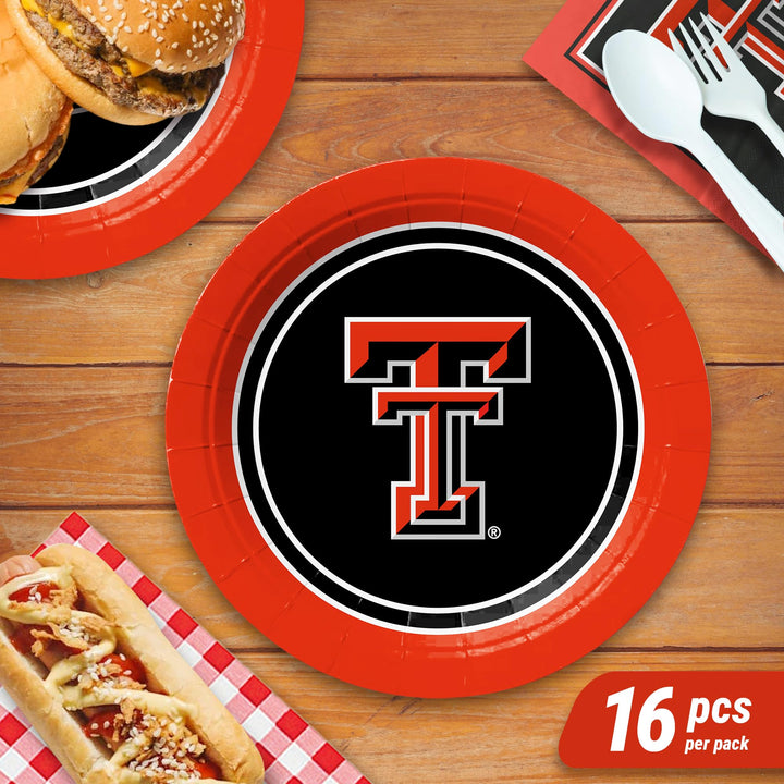 Westrick Texas Tech Red Raiders 9" Paper Plates, 8 Pack – Officially Licensed Texas Tech University Disposable Plates with Multicolor Logo – Tailgating, Game Day, Graduation Parties &amp; Fan Celebrations