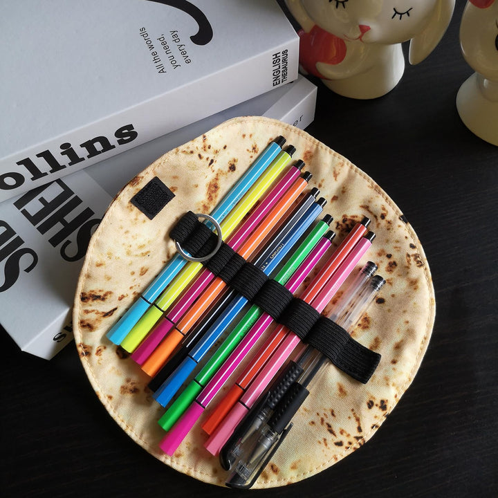 Tortilla Roll-Up Pencil Case, Creative Cute Taco School Supplies Pen Pouch Bag for Kids &amp; Students, Perfect Indian Return Gifts, Christmas Party Graduation Classroom Office Favors