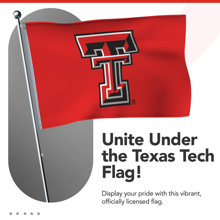 Texas Tech Red Raiders College Sports Printed Flag - NCAA Licensed - Nylon - School Banner (Red, Black, White) (3&