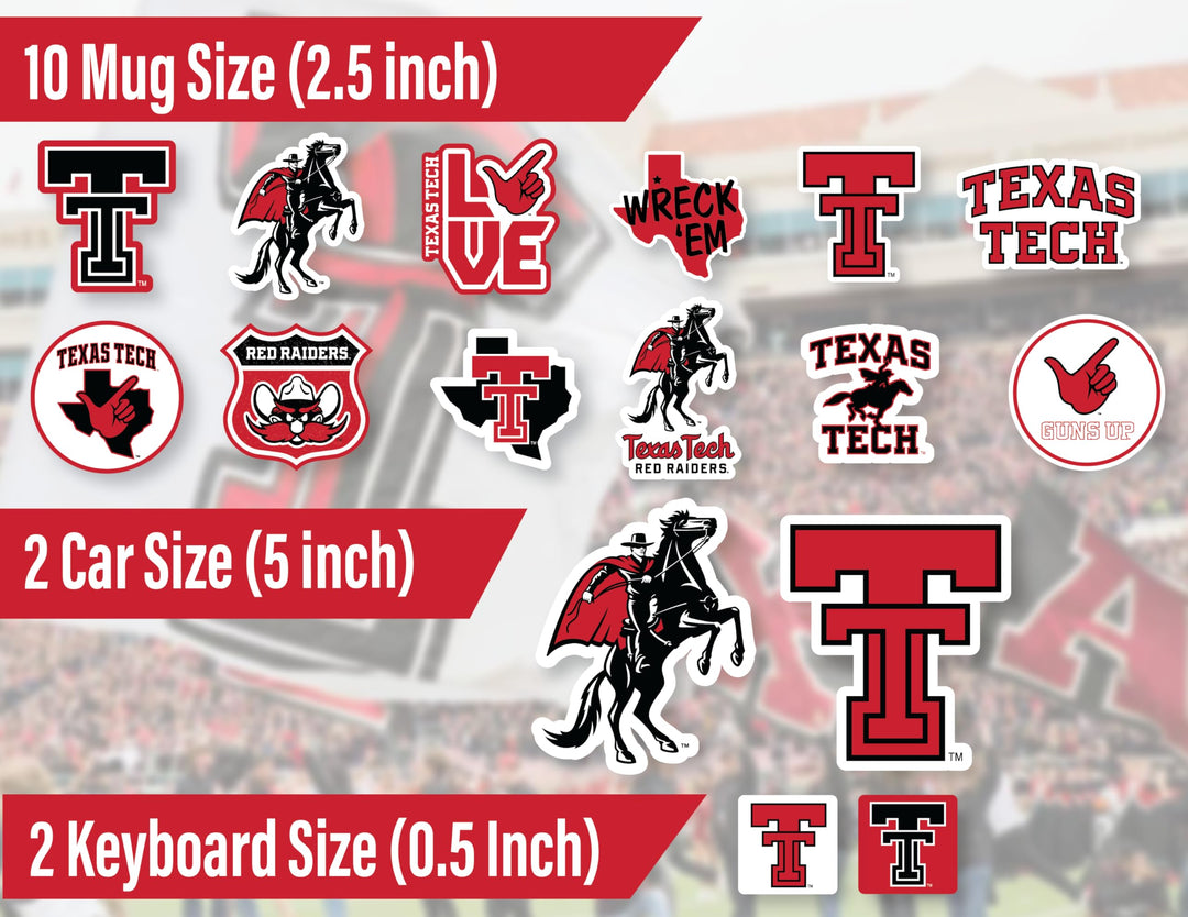Texas Tech Stickers for Gift, Car, Water Bottle, Laptop, and Phone for Football Fans and University Graduates (Texas Tech Red Raiders)