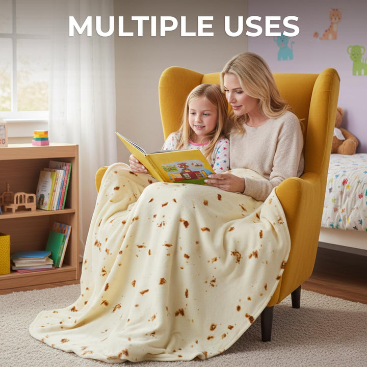 Extra Large Tortilla Throw Blanket – Wrap Yourself Double-Sided 71 Inches, Ultra Cozy Blanket, Super Soft 285 GSM Flannel