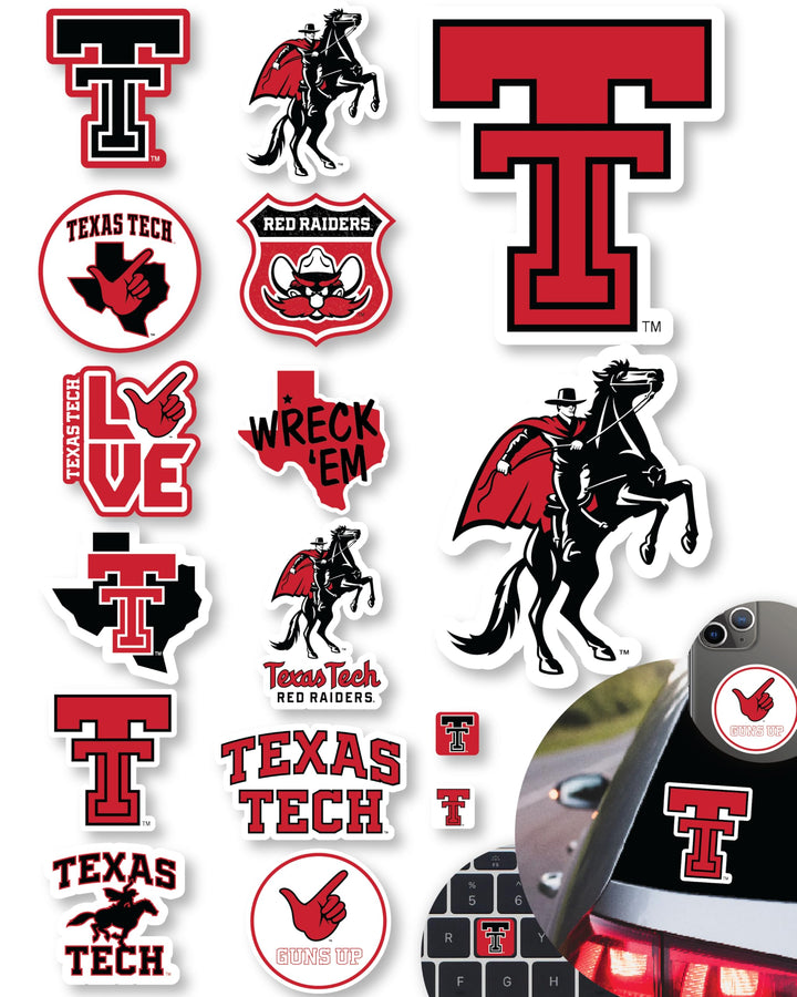 Texas Tech Stickers for Gift, Car, Water Bottle, Laptop, and Phone for Football Fans and University Graduates (Texas Tech Red Raiders)