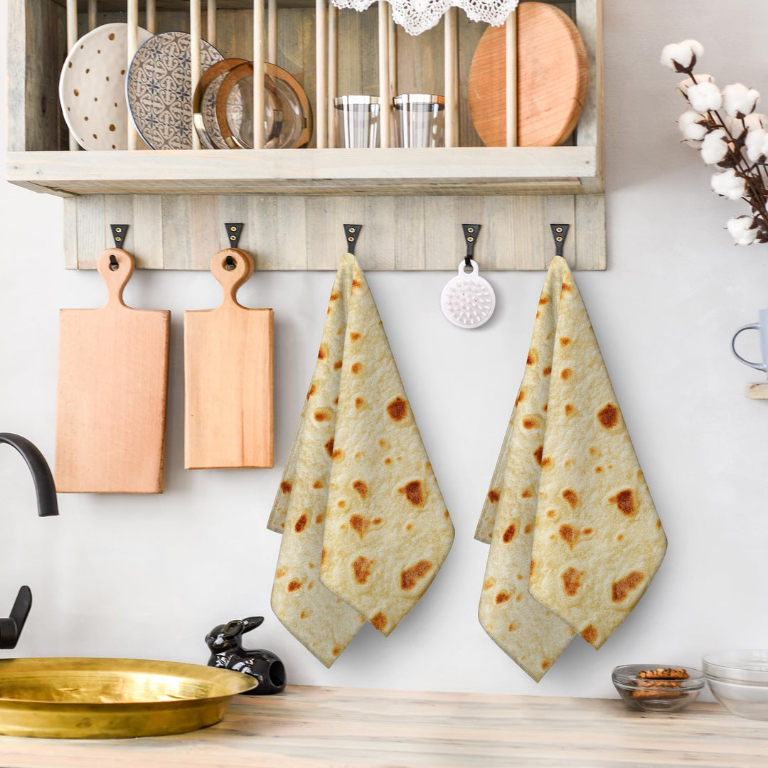 Tortilla Kitchen Towels Decorative Set of 2, Soft Absorbent Dish Towels Hand Towels for Kitchen Farmhouse Holiday Home Decorations