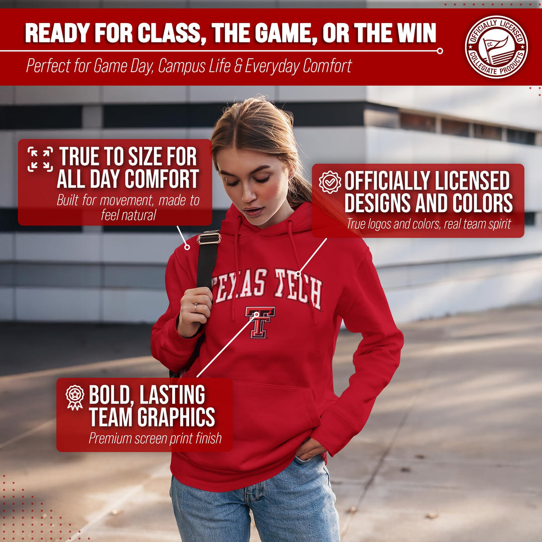 Campus Colors Texas Tech Red Raiders Arch &amp; Logo Gameday Hoodie - Red Large