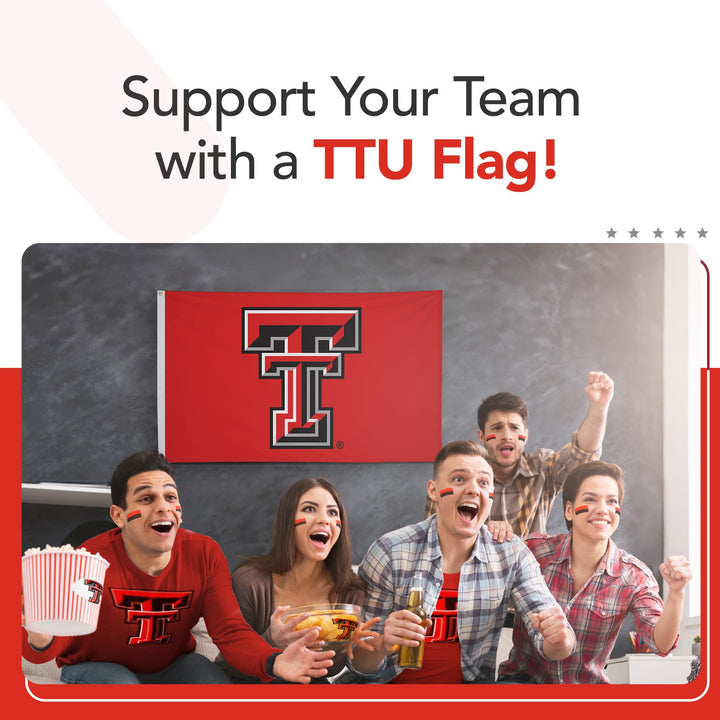 Texas Tech Red Raiders College Sports Printed Flag - NCAA Licensed - Nylon - School Banner (Red, Black, White) (3&