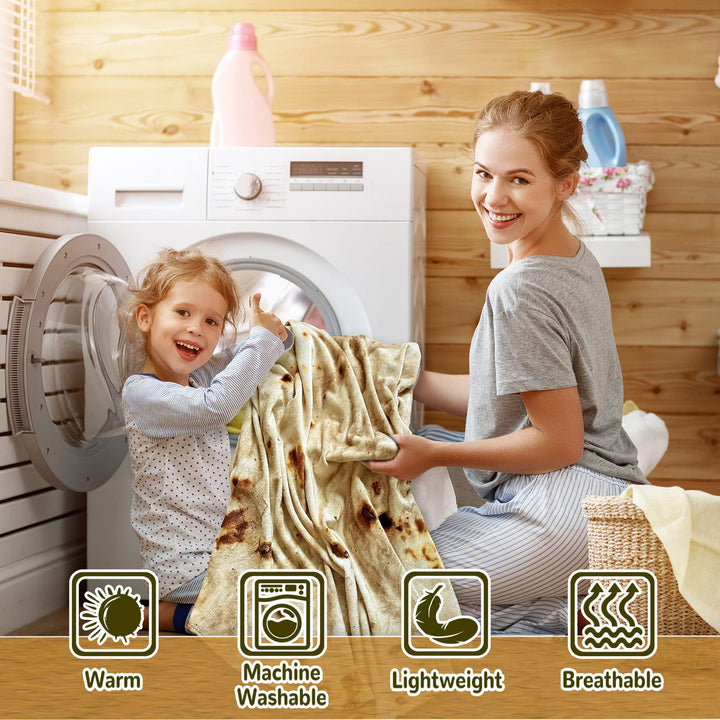Tortilla Blanket Double Sided for Adults and Kids Gift Soft Flannel 71 inches