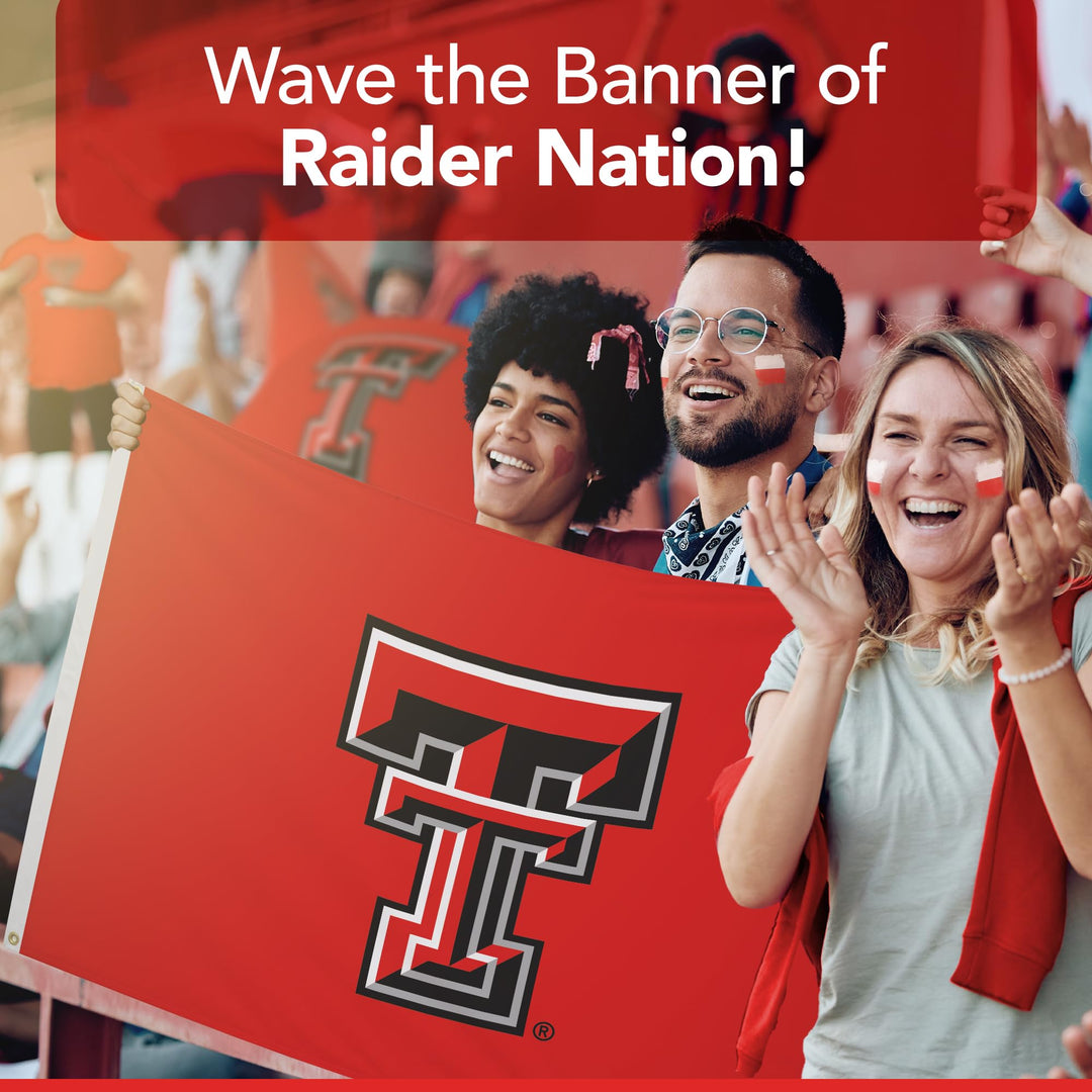 Texas Tech Red Raiders College Sports Printed Flag - NCAA Licensed - Nylon - School Banner (Red, Black, White) (3&