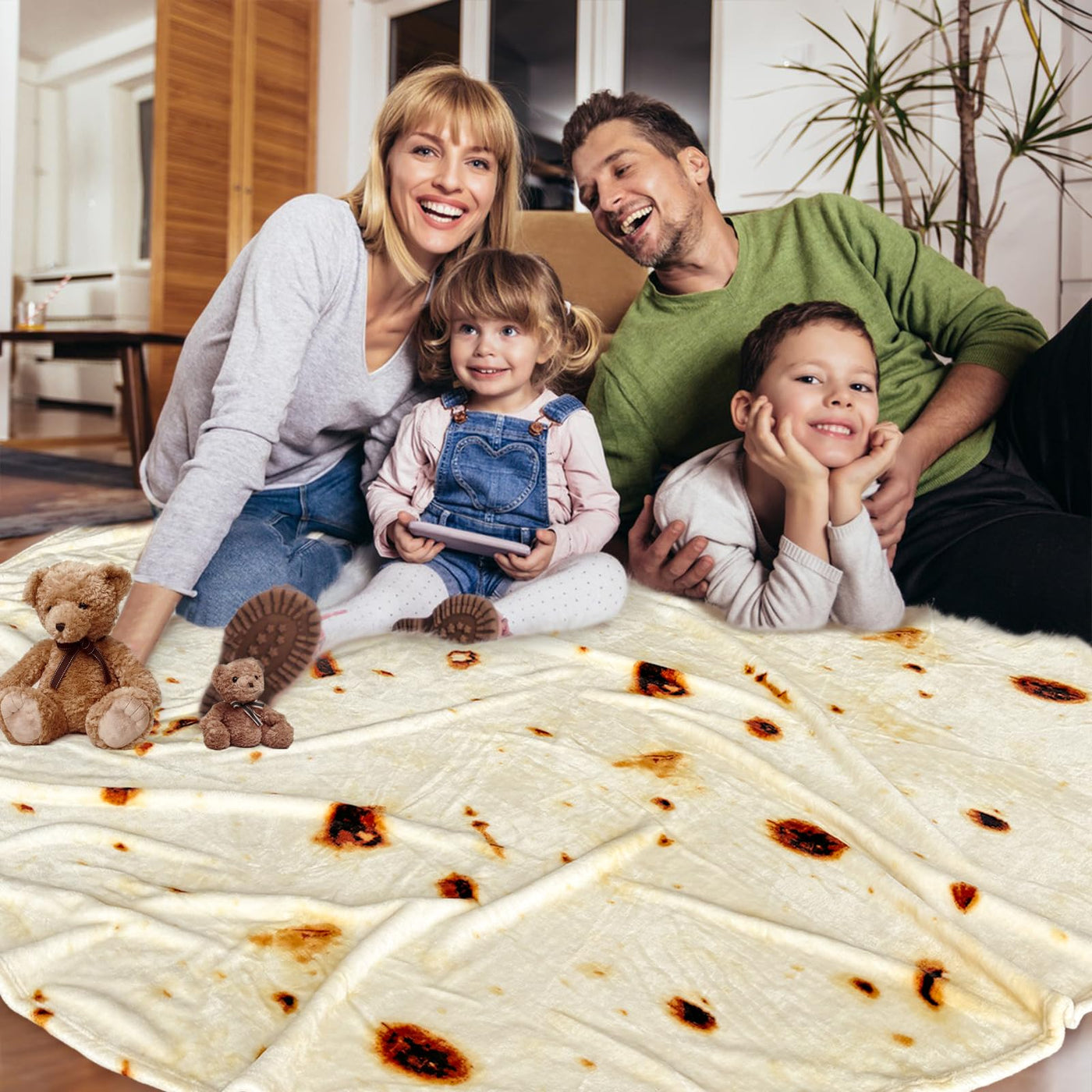 Excervent Large Tortilla Burritos Wrap Blanket, 300 GSM Double Sided Funny Realistic Food Blanket, Giant Novelty Tortilla Super Soft Taco Flannel Throw Blankets as, 71 inch Beige