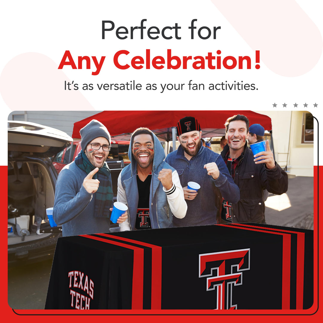 Victory Corps Texas Tech Red Raiders College Sports Printed Table Throw - NCAA Licensed - Polyester - School Tablecloth (Black, Red) (6&