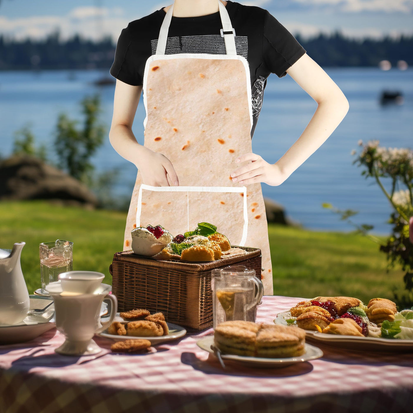 CMNIM Burrito Gifts Burritos Tortilla Character Cooking Apron Realistic Food Apron Taco Gifts Burrito Themed Farmhouse Gift (Burritos Tortilla Character Apron)