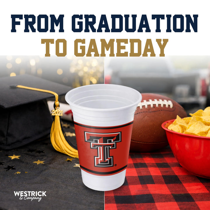 Westrick Texas Tech Red Raiders 16oz Plastic Cups, 16 Pack – Officially Licensed Texas Tech University Disposable Party Cups with Logo – Tailgating, Game Day, Graduation Parties &amp; Fan Celebrations