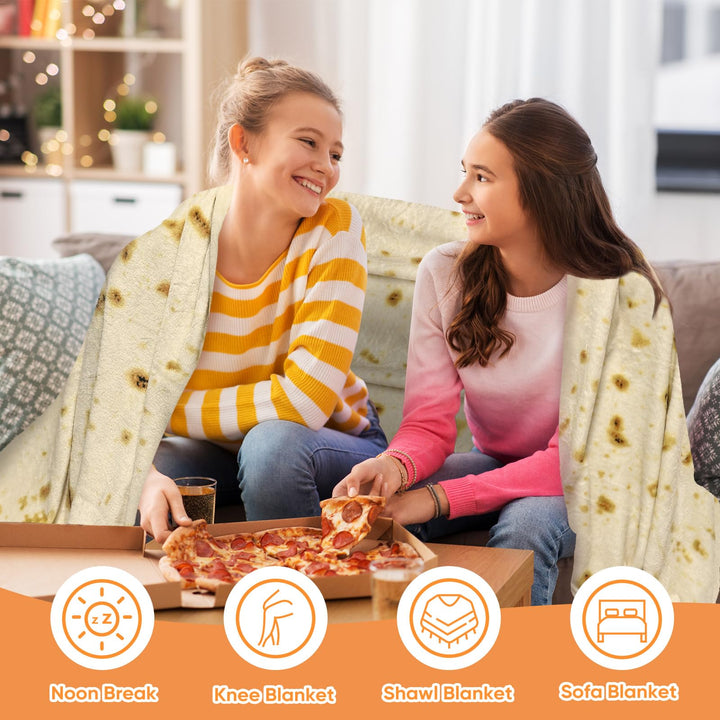 Tortilla Blanket Double Sided for Adults and Kids Gift Soft Flannel 71 inches