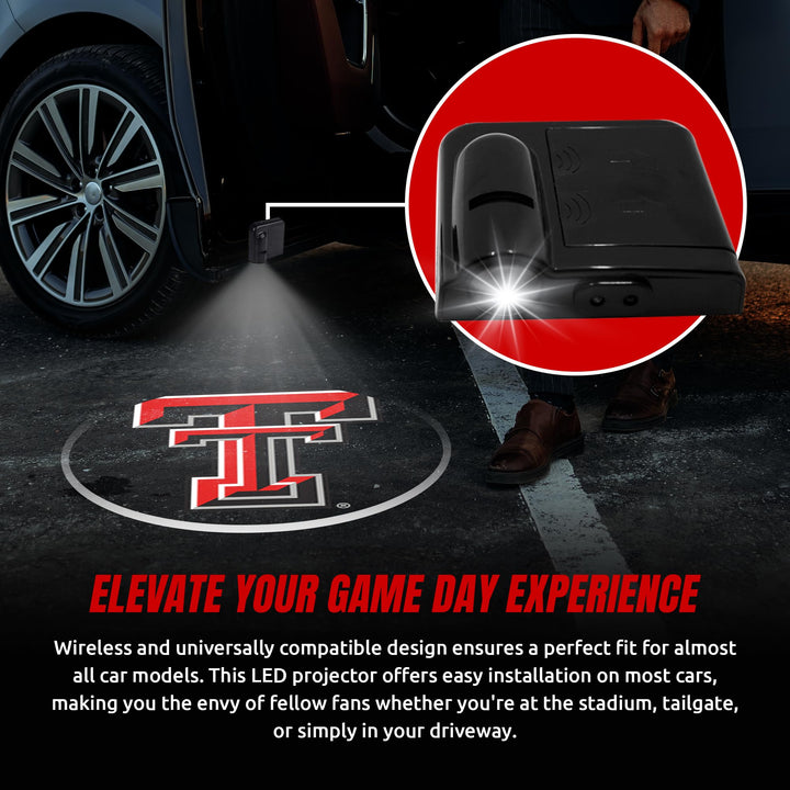 Texas Tech Car Door Lights Logo Display